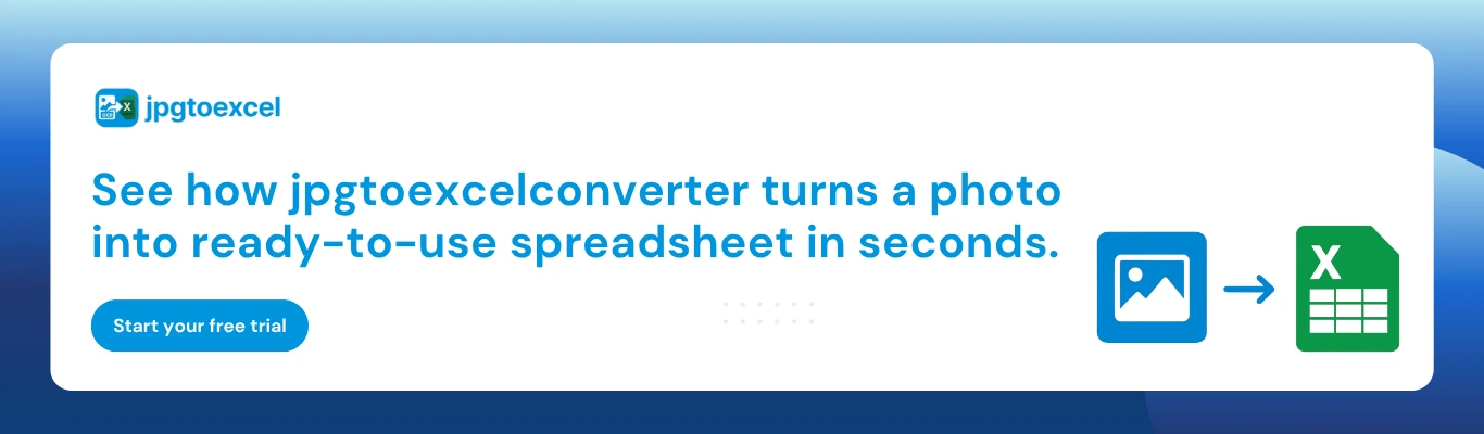See how jpgtoexcelconverter turns a photo of any document into a ready-to-use spreadsheet in under a minute.