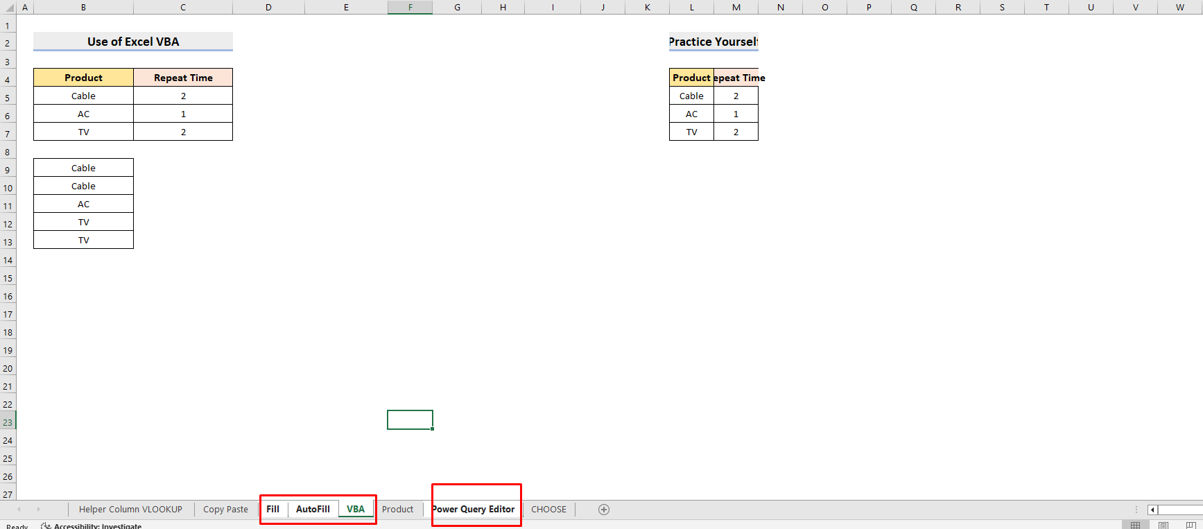 First way to Delete Multiple Sheets in Excel 