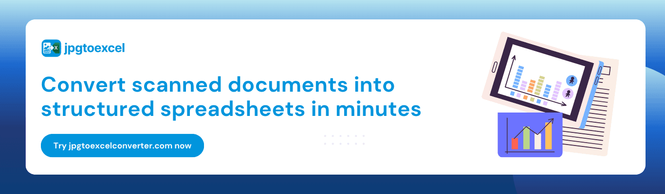 Convert scanned documents into structured spreadsheets in minutes with jpgtoexcelconverter.com